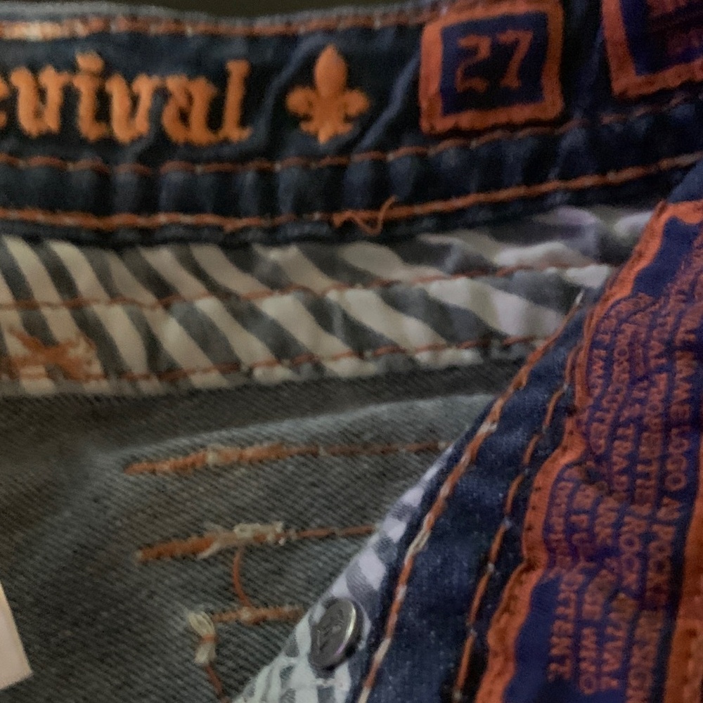 Rock Revival Distressed Denim with White Stitching - Picture 3 of 4